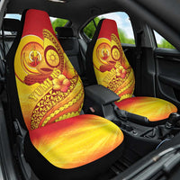 Vanuatu 46 Yia Indipendens Anivesari Car Seat Cover Tamtam Drum With Boar Tusk LT05 One Size Yellow - Polynesian Pride