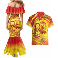 Vanuatu 46 Yia Indipendens Anivesari Couples Matching Mermaid Dress and Hawaiian Shirt Tamtam Drum With Boar Tusk LT05 - Polynesian Pride