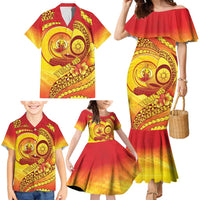 Vanuatu 46 Yia Indipendens Anivesari Family Matching Mermaid Dress and Hawaiian Shirt Tamtam Drum With Boar Tusk LT05 - Polynesian Pride