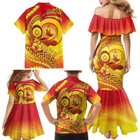 Vanuatu 45 Yia Indipendens Anivesari Family Matching Mermaid Dress and Hawaiian Shirt Tamtam Drum With Boar Tusk - Polynesian Pride