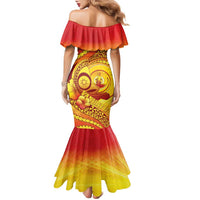 Vanuatu 46 Yia Indipendens Anivesari Family Matching Mermaid Dress and Hawaiian Shirt Tamtam Drum With Boar Tusk LT05 - Polynesian Pride