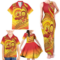Vanuatu 46 Yia Indipendens Anivesari Family Matching Tank Maxi Dress and Hawaiian Shirt Tamtam Drum With Boar Tusk LT05 - Polynesian Pride