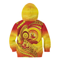 Vanuatu 46 Yia Indipendens Anivesari Kid Hoodie Tamtam Drum With Boar Tusk LT05 - Polynesian Pride