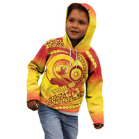 Vanuatu 46 Yia Indipendens Anivesari Kid Hoodie Tamtam Drum With Boar Tusk LT05 - Polynesian Pride