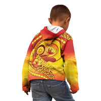 Vanuatu 46 Yia Indipendens Anivesari Kid Hoodie Tamtam Drum With Boar Tusk LT05 - Polynesian Pride