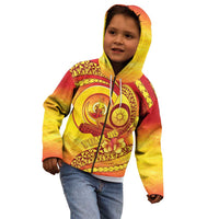 Vanuatu 46 Yia Indipendens Anivesari Kid Hoodie Tamtam Drum With Boar Tusk LT05 - Polynesian Pride