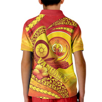 Vanuatu 46 Yia Indipendens Anivesari Kid Polo Shirt Tamtam Drum With Boar Tusk LT05 - Polynesian Pride