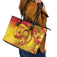 Vanuatu 45 Yia Indipendens Anivesari Leather Tote Bag Tamtam Drum With Boar Tusk - Polynesian Pride