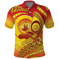 Vanuatu 46 Yia Indipendens Anivesari Polo Shirt Tamtam Drum With Boar Tusk LT05 Yellow - Polynesian Pride