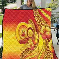 Vanuatu 46 Yia Indipendens Anivesari Quilt Tamtam Drum With Boar Tusk LT05 Yellow - Polynesian Pride