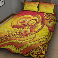 Vanuatu 46 Yia Indipendens Anivesari Quilt Bed Set Tamtam Drum With Boar Tusk LT05 - Polynesian Pride