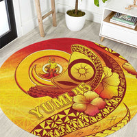 Vanuatu 45 Yia Indipendens Anivesari Round Carpet Tamtam Drum With Boar Tusk - Polynesian Pride