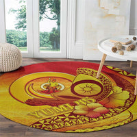 Vanuatu 45 Yia Indipendens Anivesari Round Carpet Tamtam Drum With Boar Tusk - Polynesian Pride