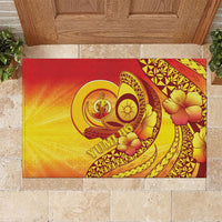 Vanuatu 46 Yia Indipendens Anivesari Rubber Doormat Tamtam Drum With Boar Tusk LT05 Yellow - Polynesian Pride