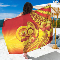 Vanuatu 46 Yia Indipendens Anivesari Sarong Tamtam Drum With Boar Tusk LT05 One Size 44 x 66 inches Yellow - Polynesian Pride