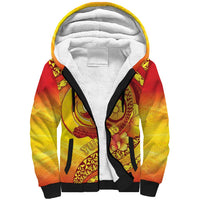 Vanuatu 46 Yia Indipendens Anivesari Sherpa Hoodie Tamtam Drum With Boar Tusk LT05 Unisex Yellow - Polynesian Pride