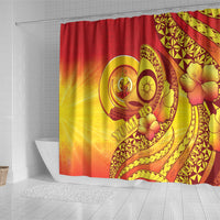 Vanuatu 46 Yia Indipendens Anivesari Shower Curtain Tamtam Drum With Boar Tusk LT05 - Polynesian Pride