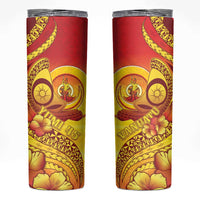 Vanuatu 45 Yia Indipendens Anivesari Skinny Tumbler Tamtam Drum With Boar Tusk - Polynesian Pride