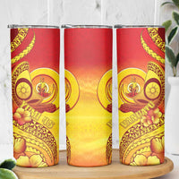 Vanuatu 46 Yia Indipendens Anivesari Skinny Tumbler Tamtam Drum With Boar Tusk LT05 - Polynesian Pride