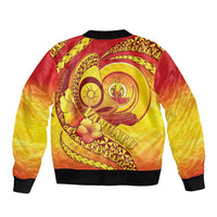 Vanuatu 46 Yia Indipendens Anivesari Sleeve Zip Bomber Jacket Tamtam Drum With Boar Tusk LT05 - Polynesian Pride