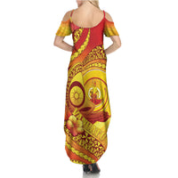 Vanuatu 46 Yia Indipendens Anivesari Summer Maxi Dress Tamtam Drum With Boar Tusk LT05 - Polynesian Pride