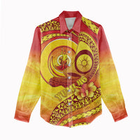 Vanuatu 45 Yia Indipendens Anivesari Women Casual Shirt Tamtam Drum With Boar Tusk LT05 - Polynesian Pride