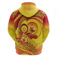 Vanuatu 46 Yia Indipendens Anivesari Zip Hoodie Tamtam Drum With Boar Tusk LT05 - Polynesian Pride