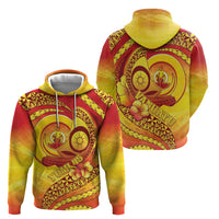 Vanuatu 46 Yia Indipendens Anivesari Zip Hoodie Tamtam Drum With Boar Tusk LT05 - Polynesian Pride