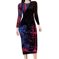 Samoan Pride Family Matching Long Sleeve Bodycon Dress and Hawaiian Shirt The Tui Manua - Polynesian Pride