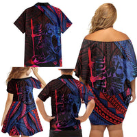 Samoan Pride Family Matching Off Shoulder Short Dress and Hawaiian Shirt The Tui Manua - Polynesian Pride