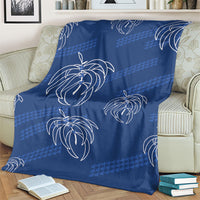 Aloha Hawaii Acacia Koa Leaves Blanket Navy Kakau Tribal Pattern