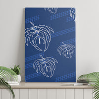 Aloha Hawaii Acacia Koa Leaves Canvas Wall Art Navy Kakau Tribal Pattern
