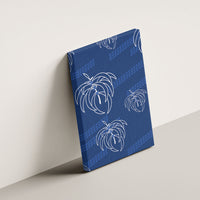 Aloha Hawaii Acacia Koa Leaves Canvas Wall Art Navy Kakau Tribal Pattern