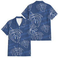 Aloha Hawaii Acacia Koa Leaves Family Matching Short Sleeve Bodycon Dress and Hawaiian Shirt Navy Kakau Tribal Pattern