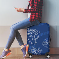 Aloha Hawaii Acacia Koa Leaves Luggage Cover Navy Kakau Tribal Pattern