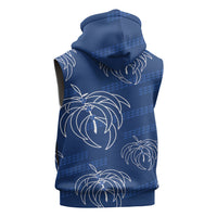 Aloha Hawaii Acacia Koa Leaves Sleeveless Zip Hoodie Navy Kakau Tribal Pattern LT05 - Polynesian Pride