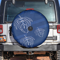 Aloha Hawaii Acacia Koa Leaves Spare Tire Cover Navy Kakau Tribal Pattern