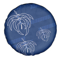 Aloha Hawaii Acacia Koa Leaves Spare Tire Cover Navy Kakau Tribal Pattern