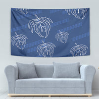 Aloha Hawaii Acacia Koa Leaves Tapestry Navy Kakau Tribal Pattern