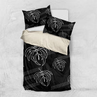 Aloha Hawaii Acacia Koa Leaves Bedding Set Black Kakau Tribal Pattern