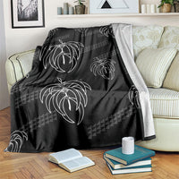Aloha Hawaii Acacia Koa Leaves Blanket Black Kakau Tribal Pattern