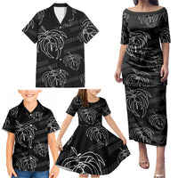 Aloha Hawaii Acacia Koa Leaves Family Matching Puletasi and Hawaiian Shirt Black Kakau Tribal Pattern LT05 - Polynesian Pride