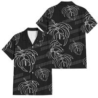 Aloha Hawaii Acacia Koa Leaves Family Matching Puletasi and Hawaiian Shirt Black Kakau Tribal Pattern LT05 Dad's Shirt - Short Sleeve Black - Polynesian Pride