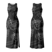 Aloha Hawaii Acacia Koa Leaves Family Matching Tank Maxi Dress and Hawaiian Shirt Black Kakau Tribal Pattern LT05 Mom's Dress Black - Polynesian Pride