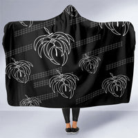 Aloha Hawaii Acacia Koa Leaves Hooded Blanket Black Kakau Tribal Pattern