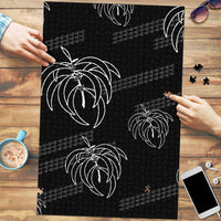 Aloha Hawaii Acacia Koa Leaves Puzzle Black Kakau Tribal Pattern