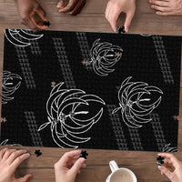 Aloha Hawaii Acacia Koa Leaves Puzzle Black Kakau Tribal Pattern