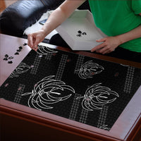 Aloha Hawaii Acacia Koa Leaves Puzzle Black Kakau Tribal Pattern