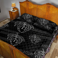 Aloha Hawaii Acacia Koa Leaves Quilt Bed Set Black Kakau Tribal Pattern
