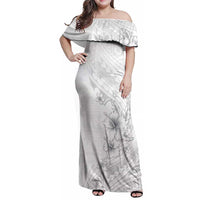 Lotu Tamaiti Samoa Family Matching Off Shoulder Maxi Dress and Hawaiian Shirt White Sunday Polynesian Tribal Pattern Elegant Style
